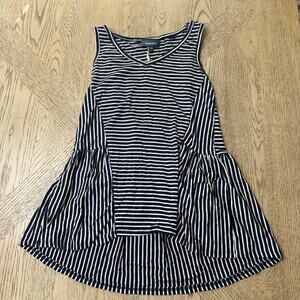 New ModCloth Women’s XXS Navy White Striped High‎ Low Tank Top